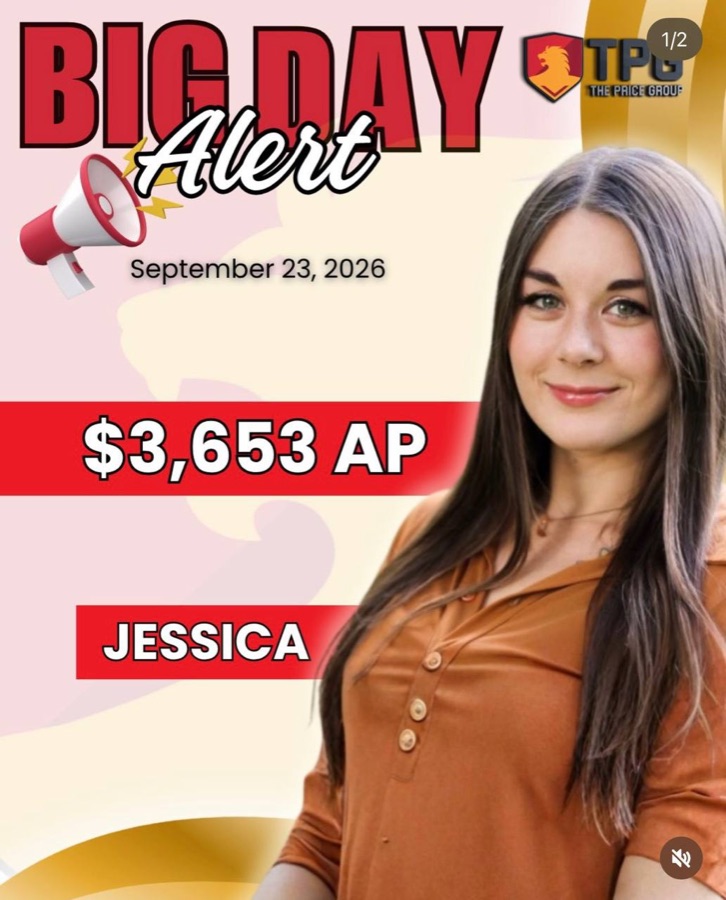 Big Day Alert: Jessica, $3,653 AP, September 23, 2026